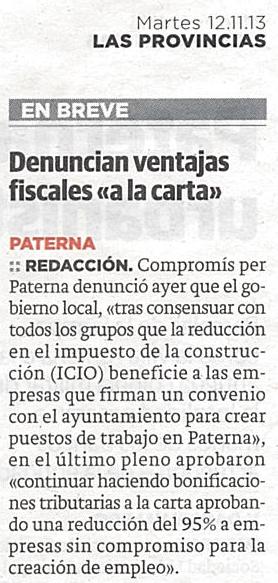 LAS PROVINCIAS (12 novembre 2013)